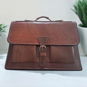 Vintage handmade leather briefcase multi pockets Made in Burkina Fasi bag Unisex